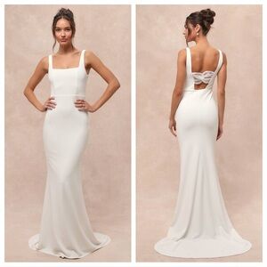 Lulus Regal Classic White Sleeveless Twist-Back Maxi Dress